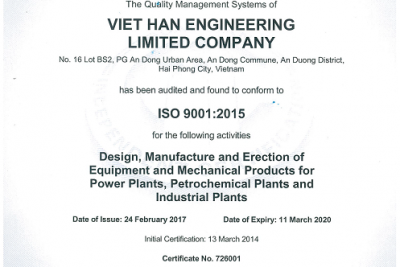 VHE nhận chứng chỉ ISO 9001: 2015
